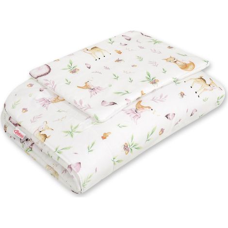 Juego de cama para bebé con relleno, 2 piezas, 75x100cm RECIÉN NACIDO - delicadeza del bosque (1/2)