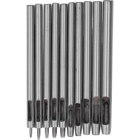 Set mit 10 Lederlochern aus Kohlenstoffstahl, robuste Locher mit Skala für die Lederverarbeitung in Eigenregie (1/5)