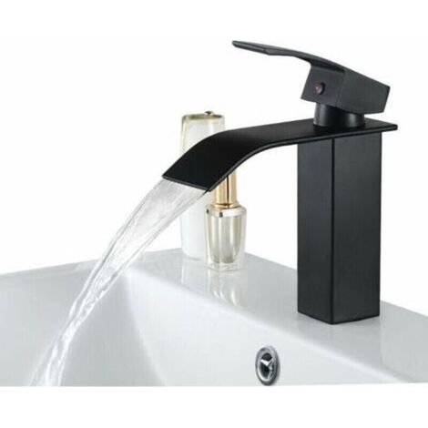 NOIR Robinet de Lavabo en Cascade Mitigeur en Laiton pour Salle de Bain Design Moderne (1/5)