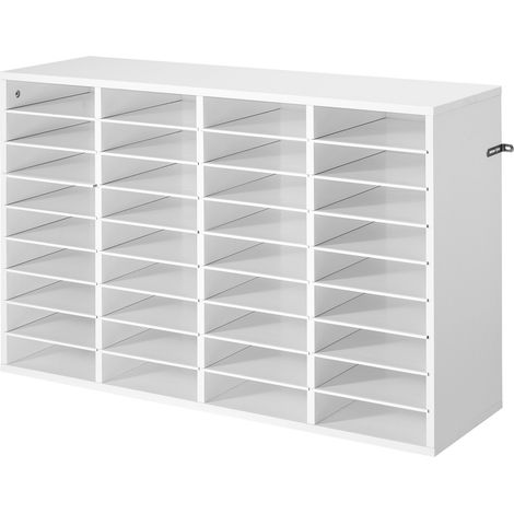 Mophorn Vassoio Portadocumenti da Ufficio con 36 Scomparti e Ripiani Rimovibili, Organizer per Documenti e Carte per Ufficio o Aula, Vassoio Verticale per Carta e Lettere, Colore Bianco (1/5)