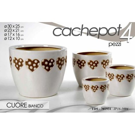 Set de 4 cachepots con cuoricini Ø30/23/17/12