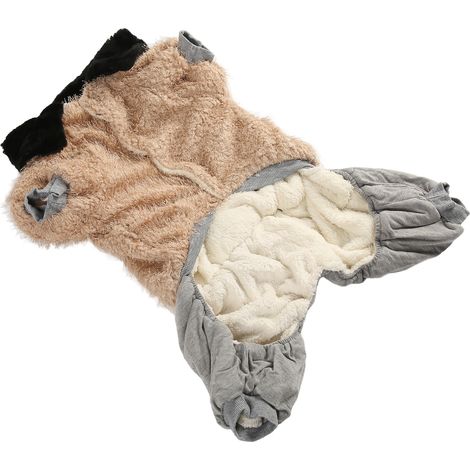 Vêtements chauds en peluche pour chien, patchwork mignon, vêtements d'hiver pour chiens moyens et grands, kaki, taille 5XL (1/5)