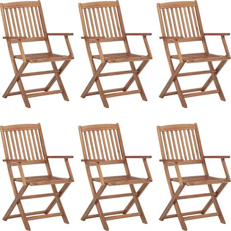 Lot de 6 Chaises de jardin pliables - Chaise d'extérieur pour terrasse/jardin Bois d'acacia solide BV608943 - BonneVie (1/5)