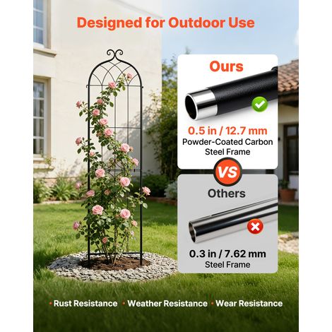 Treillis de Jardin Métal 52 5x220 cm Support de Plante Grimpante (1/5)