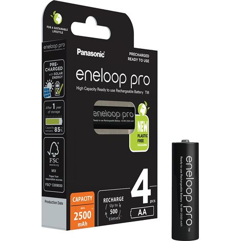 BATTERIA ricaricabile stilo Panasonic ENELOOP PRO NIMH 2500 mAh 4pz