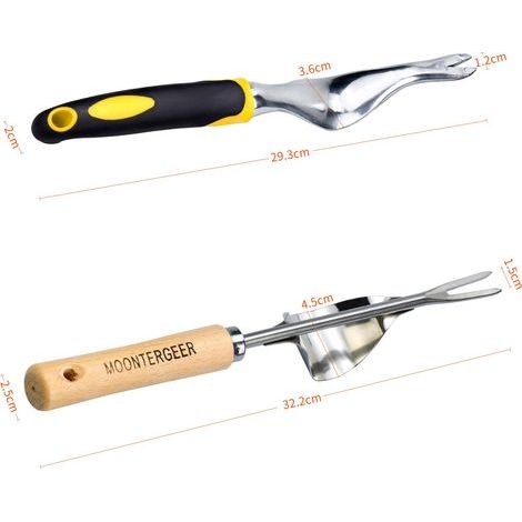 2-teiliges Set manueller Unkrautstecher aus Edelstahl, Unkrautschere mit Holzgriff, Gartenwerkzeug, Y-förmiger Löwenzahnstecher (1/4)