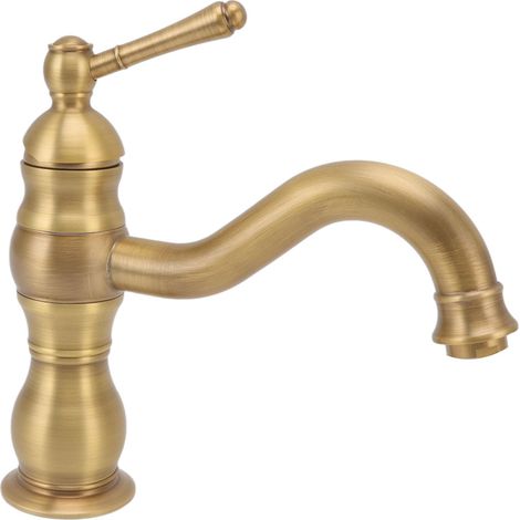 Robinet d'évier en rétro industriel à poignée unique mitigeur d'eau froide et chaude pour salle de bain cuisine hôtel Cuivre (1/5)
