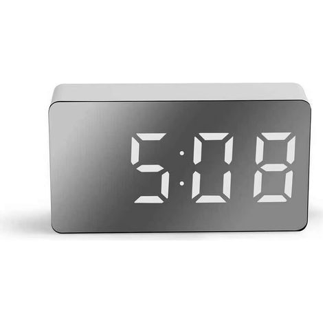 Mini-LED-Spiegeluhr, elektronischer digitaler Reise- und Autowecker, mehrfarbige Schriftart, tragbar und geräuschlos