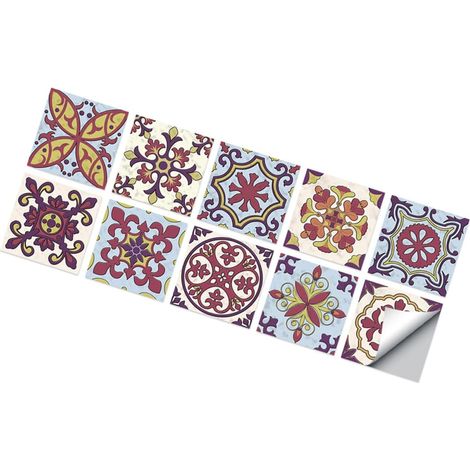 10 Pièces Autocollants de Carrelage Mural Stickers Décoratifs Imperméables pour Cuisine et Salle de Bain Autocollants à Décoller et Coller Design Élégant pour Maison Bureau et (1/5)