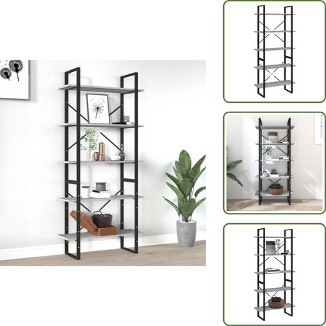 Bibliothèque 5 niveaux Sonoma gris 80x30x175 cm - Bibliothèque - Étagère - Meuble De Rangement - Mobilier Intérieur - Décoration Intérieure (1/5)