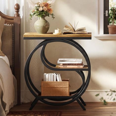 Tribesigns 3-Tier End Table, Industrial Side Table for Living Room, Small Rectangle Nightstand for Bedroom