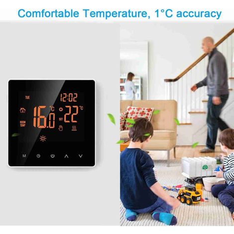 Termostato de calentamiento eléctrico 16A LCD-LCD táctil programable digital para casa, escuela, oficina, hotel (1/5)