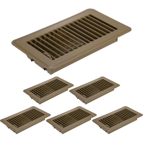 4x8 Inch Grilles De Sol, Bouches D'Aération Métal Lourd Marche Facile À Régler Levier D'Alimentation D'Air Pour Maison Bureau Mur Plafond Grilles, Brown (1/5)
