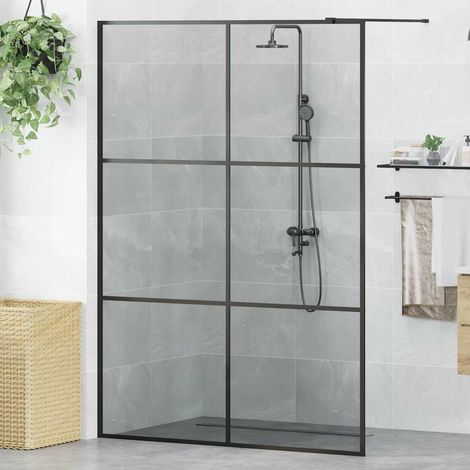Walk-in Duschwand Schwarz 140 x 195 cm Gehärtetes Glas