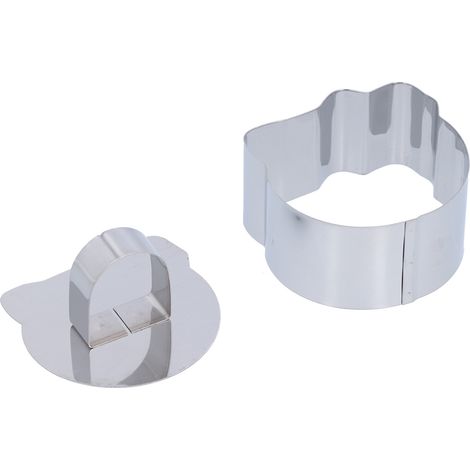 Moule à gâteau/mousse en acier inoxydable, emporte-pièce pour salades, pâtisseries et autres gourmandises. Forme irrégulière : 4 x 7 cm. (1/5)