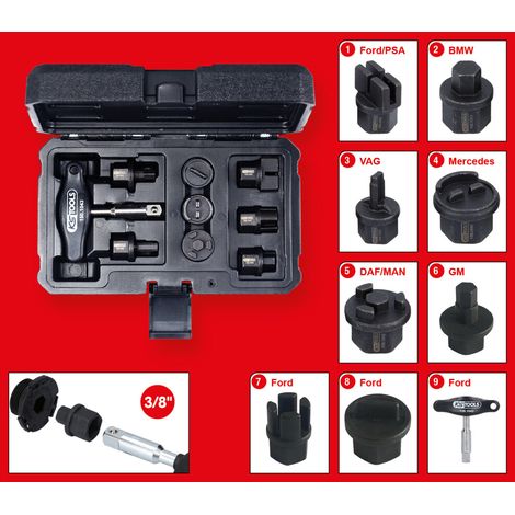 KS Tools 3/8 Öldienst-Spezialprofil-Satz für Kunststoff-Ölablassschrauben, 9-tlg (1/5)