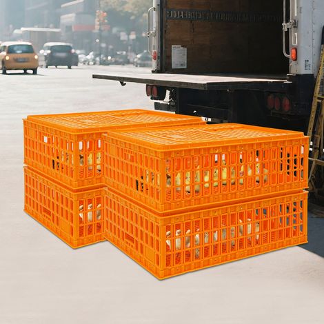 4 pièces cage de transport pour volaille cage de transport en plastique pour poulets cage pour oiseaux cage de transport pour poulets cage de transport pour volaille poulets oiseaux canards oies, 77 x (1/5)