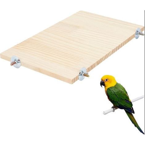 Plateforme de Perchoir pour Oiseaux Accessoires pour Cages en Bois Naturel pour Petits Animaux Support Rectangulaire Étagère et (20 x 33cm) (1/5)