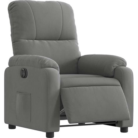 Fauteuil relax TV fonction d'inclinaison électrique très confortable en tissu microfibre gris DEC028367