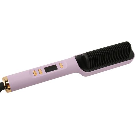 Brosse lissante chauffante à ions négatifs, peigne coiffant LCD, lisseur et boucleur 2-en-1, 110-220V prise UE, pour cheveux sans frisottis (1/5)
