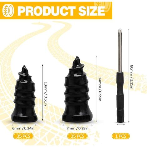 Kit Réparation Pneu Tubeless Clous Réparation Pneu Tailles et avec Tournevis, Kit Réparation Pneu Voiture Moto SUV Camion Camping Car Contre Crevaison (1/4)