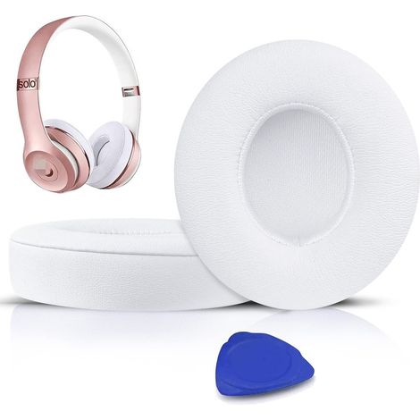 Cuscinetti auricolari, cuscinetti auricolari di ricambio per cuffie Beats Solo 2 e Solo 3 Wireless On-Ear, paraorecchie rivestiti in pelle proteica, memory foam con cancellazione del rumore