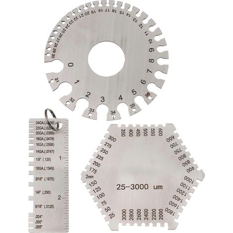 Jeu de 3 jauges d'épaisseur à peigne pour film humide, jauges rondes pour câbles (sans boucle)-8.5X8.5CM-Silver (1/3)