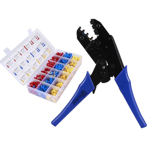 Pince à Sertir - Outil Multifonction pour Cosses Électriques - avec Mécanisme à Cliquet Réglable - Boîte de Rangement Transparente - 1 Pièce (1/5)