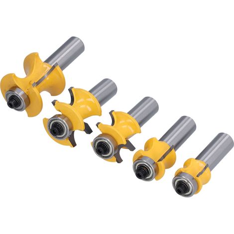 Lot de 5 fraises à bois demi-rondes à queue de 1/2 pouce pour machine de gravure CNC (1/5)