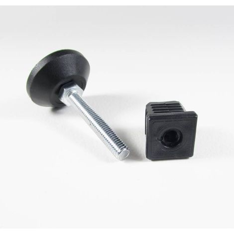 Ajile - Kit de Réglage / Mise à Niveau pour tube carré 22x22 mm avec Pied Vérin Fileté en Acier Zingué M8 x 50 mm Embase diamètre 40 mm