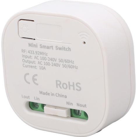 Mini-Smart-Steuermodul mit App- und Sprachsteuerung, feuerfest, für TUYA, für Zuhause und Büro, AC 100–240 V, RF (433,92 MHz), 10 A (1/5)