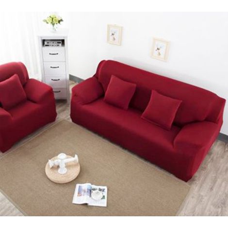 Schutzhülle für 3-Sitzer-Sofa – Hohe Elastizität und Fleckenbeständigkeit, 92 % Polyester, Burgunderrot, 8 % Polyurethan (1/5)