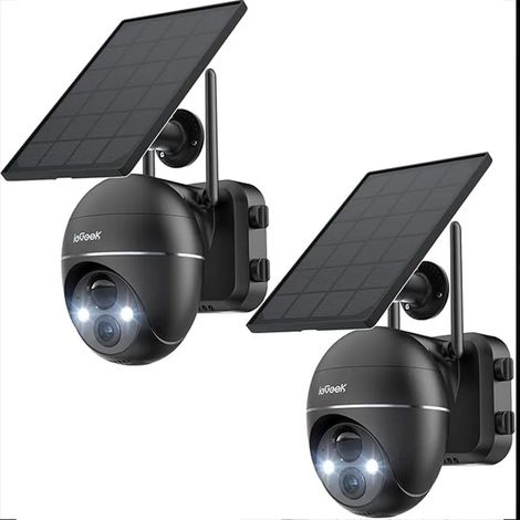 Lot de 2 Caméras de Surveillance Extérieure Solaires 2K, PTZ 355°/140°, Batterie Rechargeable, Vision Nocturne Couleur, Caméras WiFi Sans Fil (1/5)