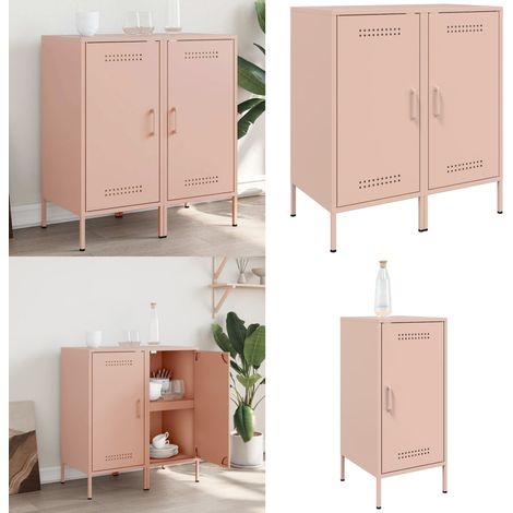 Sideboards 2 Stk. Rosa 36x39x79 cm Stahl - Industrielles Design - Sideboard - Regal - Wohnraum Dekoration - Aufbewahrungslösung - Home & Living (1/5)