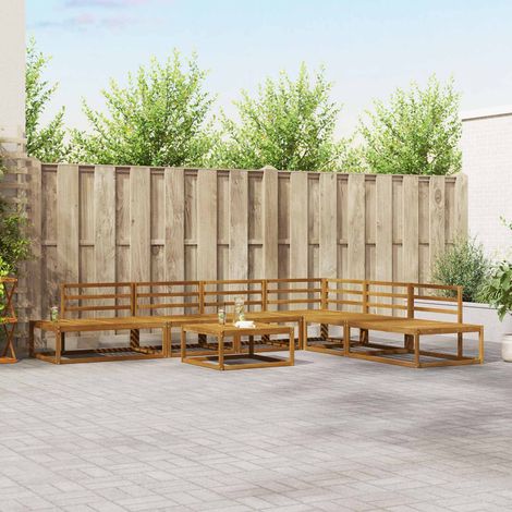 Outdoor-Sofagarnitur 7 Stück Natur Massivholz Akazie