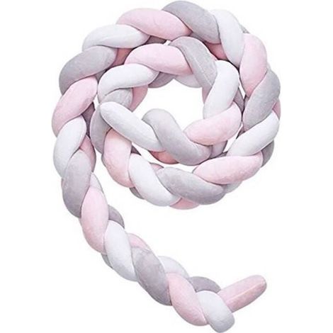 Tour de lit tressé 3M coleur de Blanc Gris Rose Tour de lit bébé (1/5)