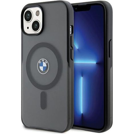 Coque rigide noire BMW BMHMP15MDSLK pour iPhone 15 Plus / 14 Plus 6,7" avec signature IML et compatible MagSafe