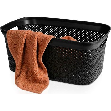 Cesto portabiancheria in plastica nera da 35 l (1/5)