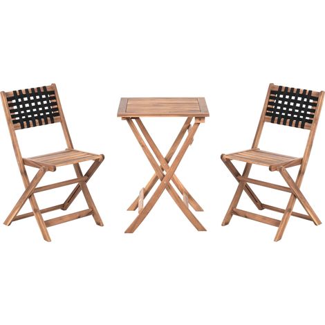 Conjunto de balcón de madera de acacia mobiliario de jardín plegable marrón y negro Coniolo