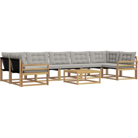 Conjunto de sofás de exterior 8 uds. Blanco y Gris Claro vidaXL (1/5)