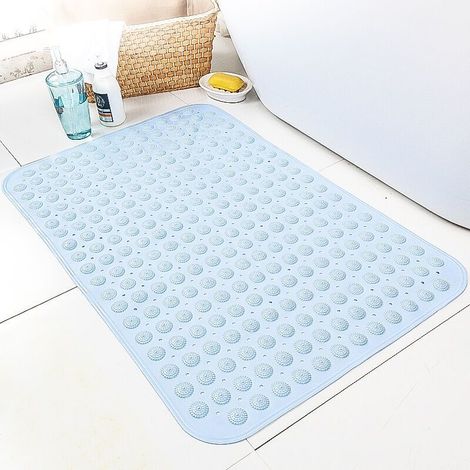Rutschfeste Duschmatte 35 x 70 cm Große, rutschfeste Badematte für Senioren und Erwachsene mit Saugnäpfen, Massagefunktion und Wasserablauflöchern Blau (1/5)
