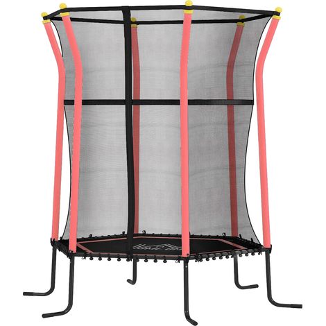 Hüpfmatte für Kinder mit Reißverschlusseingang und gepolsterten Stangen, Ø 163,5 x 190 cm, Rot