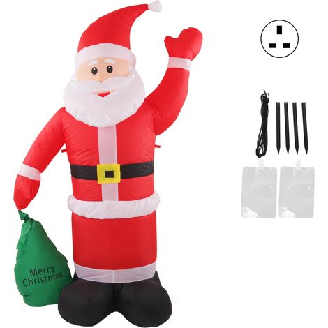 Décoration gonflable Père Noël avec LED intégré, sac imperméable pour jardin fête Noël, prise UK 100-240V (1/5)
