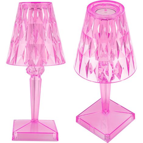 Pinkfarbene LED-Schreibtischlampe mit Kristallglas, transparentem Prisma, einstellbarer Helligkeit, USB-aufladbar, für den Innenbereich (1/5)