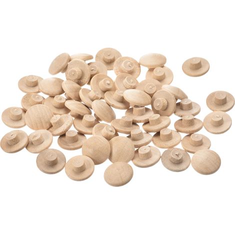 Bouchons en Bois, 25 Pièces 13 X 5 mm Bouchons en Bois de Hêtre avec Tête de Bouton, Couvre-Trous de Vis, Couvercle en Bois Décoratif pour Escalier, Chaise, Meuble, Menuiserie (1/5)