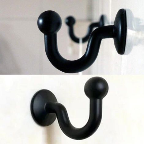 Crochets pour rideau à lacet noir poli, fixation à tête sphérique solide, accessoire pour rideaux, vêtements et manteaux, lot de 4 pièces, standard (1/5)