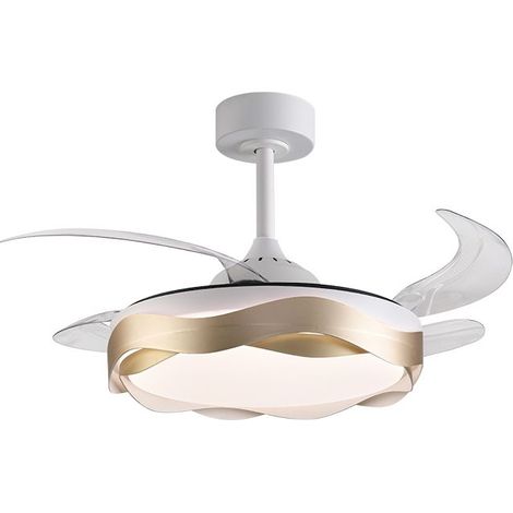 Ventilateur dc gold wave, 4 pales rétractables, 72w led 300040006000k, h.35xd.108/50cm (1/3)