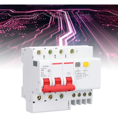 Disjoncteur miniature DZ47sLE C32 3P+N 32 A, montage sur rail DIN, basse tension 400 V, pouvoir de coupure 6000 A (1/5)