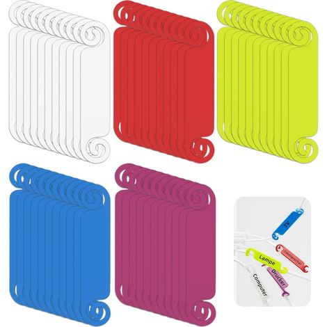 Lot de 50 étiquettes de câble multicolores, réutilisables, étiquettes de câble, étiquettes d'identification pour téléphone d'ordinateur USB, étiquettes de câble de charge, étiquettes