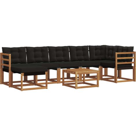 Outdoor Sofa Set with Cushion 8 pcs Natural and Black vidaXL (1/5)